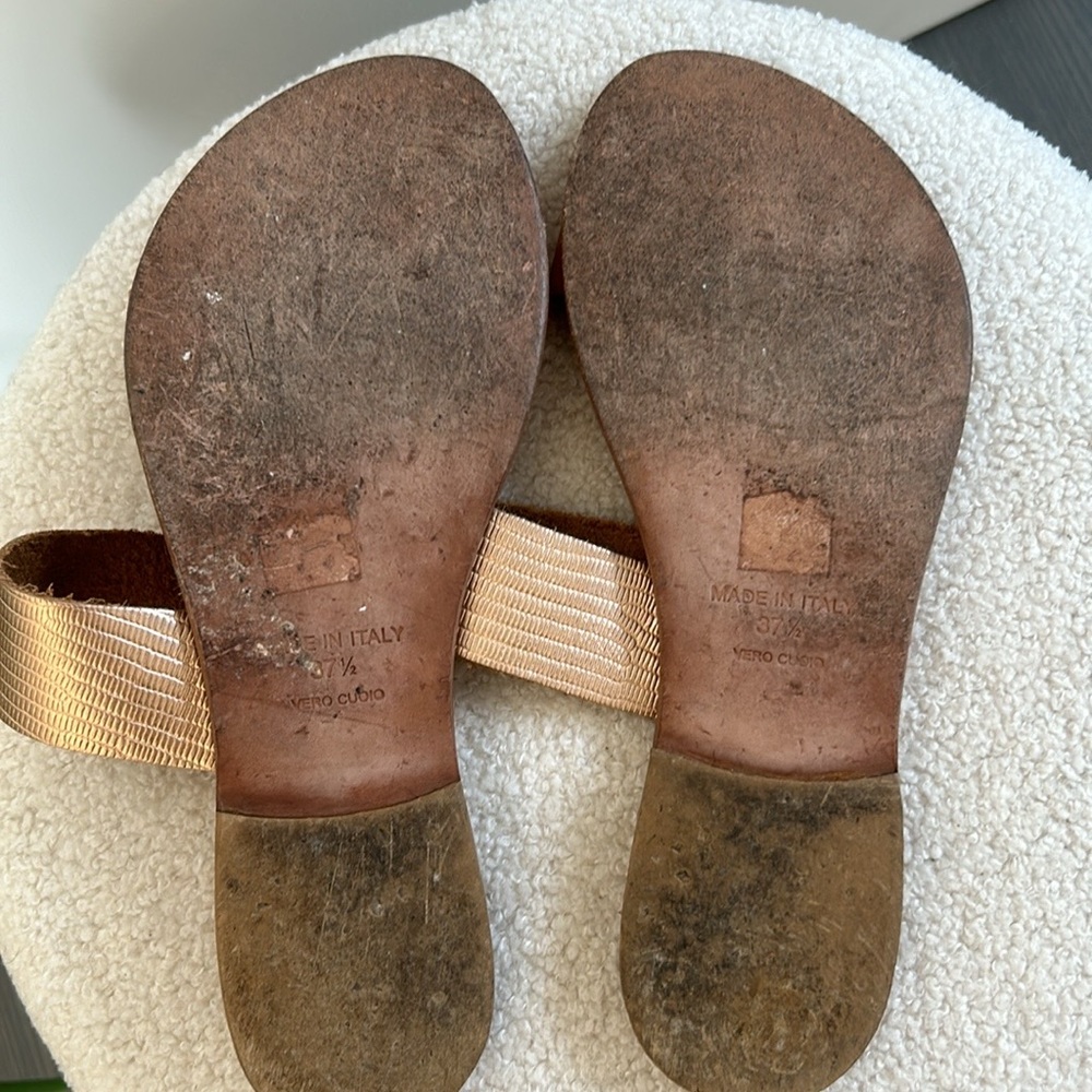 Joie A La Plage Sable in Tan and gold leather double strap sandals 37.5 Italy - Picture 15 of 16